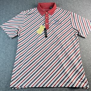 Swing Juice Collection Polo Shirt Mens L Candy Stripes Golf PGA Of America Logo
